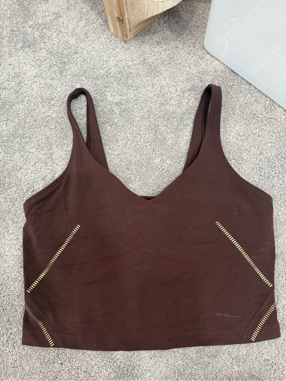 lululemon athletica Brown Ribbed Tank Top with Gold Trim